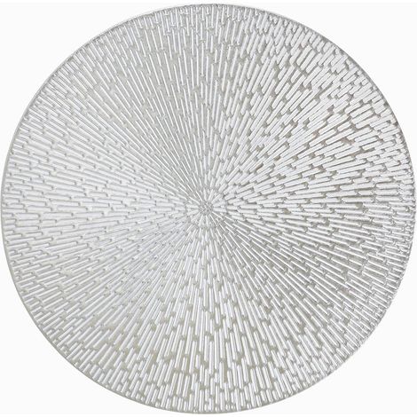 Lot de 4 sets de table ronds en vinyle doré de 38 cm (15 pouces) - Motif ajouré métallisé - Lavables et résistants à la chaleur - Décoration de table pour mariages et fêtes (1/5)