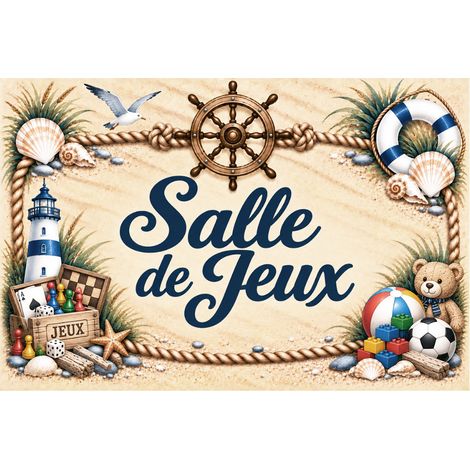 Plaque Salle de jeux 20 x 15 cm aluminium décor marin enfant (1/2)
