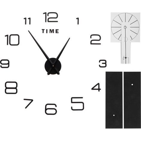 Horloge murale en acrylique, miroir sans cadre, autocollant de Surface, décor pour salon, chambre à coucher, noir, DIY bricolage (1/5)