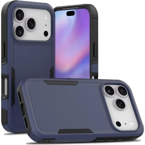 (Bleu, iPhone 15) Coque de protection hybride 2-en-1 premium antichoc avec dos en polycarbonate renforcé