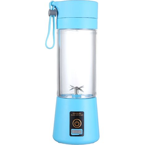 Blender portable électrique USB, mini blender pour smoothies et milkshakes, 380 ml, six lames, grand format, bleu (1/5)
