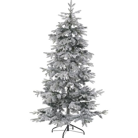 Sapin de Noël Artificiel 180 cm Blanc avec effet Fausse Neige Idéal Pour les Fêtes Beliani (1/5)