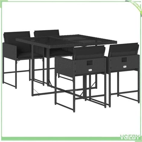 Ensemble à manger de jardin - FAFEICY - 3211255 - Noir - Résine tressée - Chaises pliables (rangement compact) (1/5)