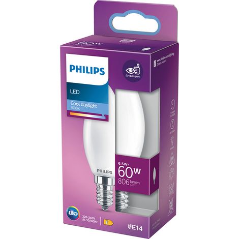 LAMPADA A LED 'OLIVA' FREDD.6500K 6,5 W=60W E14 - 806 lm- 4 pezzi  - PHILIPS