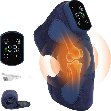 Massager de genoux, niveaux de chaleur réglables, batterie rechargeable, Bleu (1/2)
