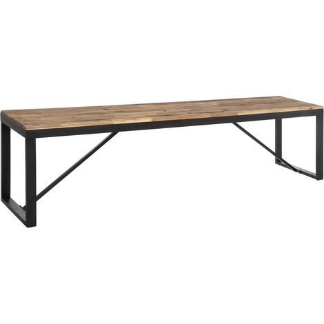 Atmosphera – Banc Edena en acacia 170x35cm – Structure en fer – Hauteur d'assise 45cm – Design industriel pour intérieur moderne