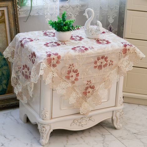 Nappe de chevet carrée, housse de table de chevet, coussin anti-poussière (1 pièce, organza 536)