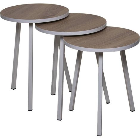 Table gigogne élégante pour intérieur moderne et cosy - Bois blanc éclatant (1/5)