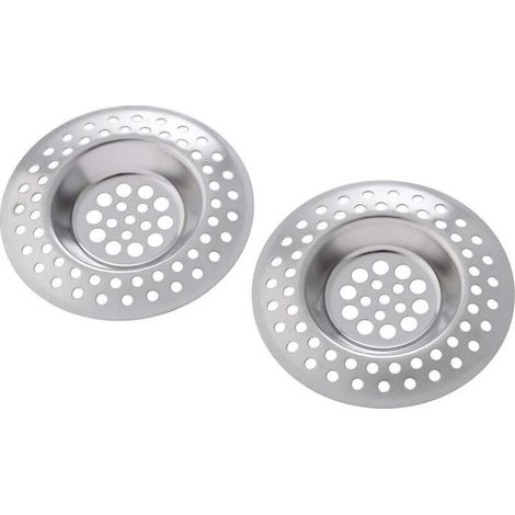 Crépine de vidange, lot de 2, acier inoxydable, 7 cm, brillant (1/3)