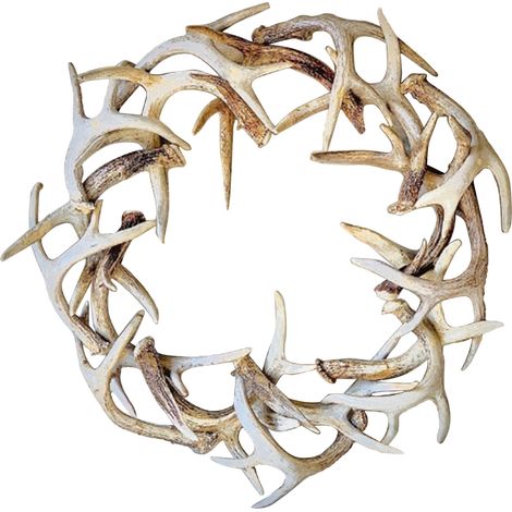 Couronne De Bois Fausses Cornes Rustique Ferme Resine Guirlande Fenetre Miroir Cheminee Blanc 30 X 30cm-KZQ (1/2)