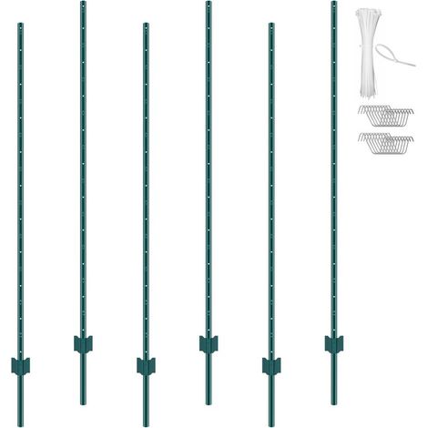 Support fiable pour clôture extérieure avec poteaux métalliques verts 182,88 cm, lot de 6 pour jardin et ferme (1/5)