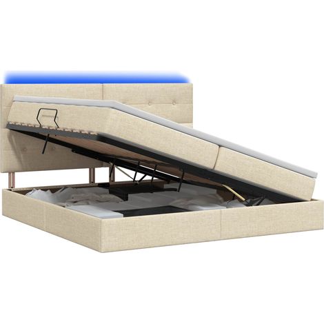 Maison Exclusive - Letto con contenitore LED e materasso Crema 200 x 200 cm (1/5)