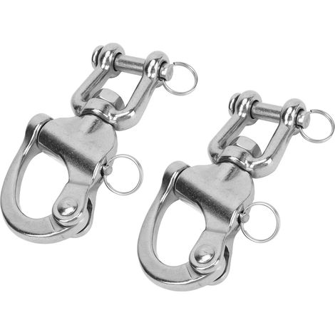 2× Mousqueton à déclenchement rapide en acier inoxydable 316 haute résistance, universel pour gréement de voilier, 128mm (1/5)