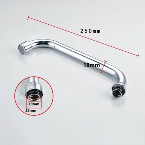 Tuyau de Sortie de Robinet en Acier Inoxydable - 18mm Horizontal avec Écrou en Laiton 25mm - Remplacement Facile (1/4)