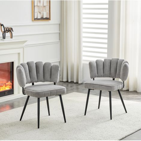 Pack de 2 sillas de comedor de terciopelo gris con patas metálicas negras (1/5)