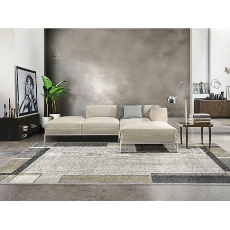Tappeto salotto arredo casa FUNNY F8541 grigio beige disegno cornice moderna geometrica cm.120x170 (1/3)