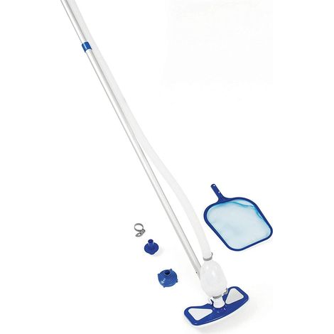 KIT PULIZIA PISCINA AQUACLEAN 58234 BESTWAY - SCOPA+RETINO+TUBO+MANICO CM 279+ADATTATORI - 1 pezzo (1/4)