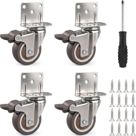 Set of 4 swivel casters for furniture with brake, 50 mm (1/5)