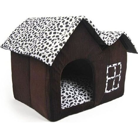 Maison pour Animaux - FOXNOVO - Double Pièce - Molleton de Coton - 55x40x42 cm - Chien Petit (1/4)