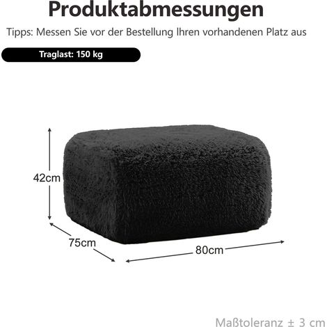 Pouf Hocker aus Plüsch in Schwarz 80 x 75 x 42 cm HOMAIRE (1/5)