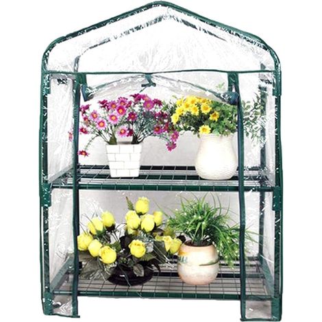 Housse de rechange étanche en PVC pour serre à 2 étages Transparent 69 x 49 x 92 cm (housse uniquement) (1/3)