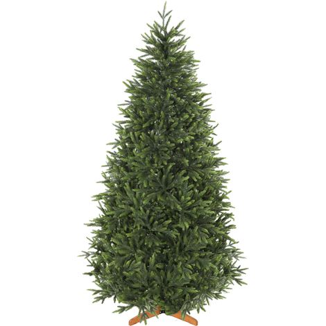 Sapin de Noël artificiel réaliste de 180 cm, 732 branches en polyéthylène ignifugé, base en bois pliable, vert (1/5)