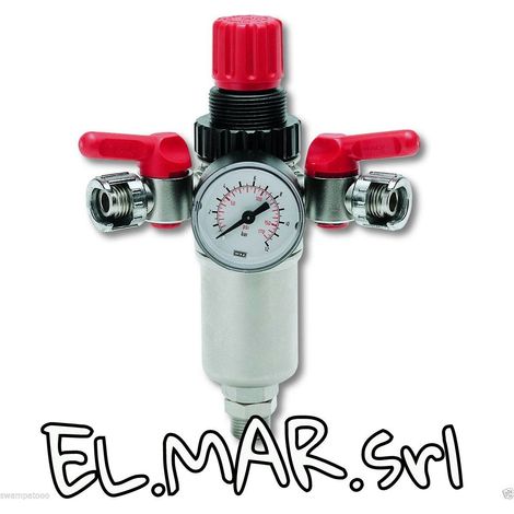 Riduttore di pressione attacco baionetta 1/2" M + MANOMETRO per Compressore Aria