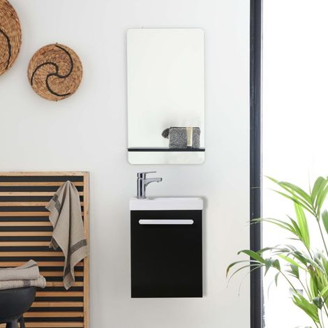 Conjunto de lavabo de pared Nevada con espejo y estante (1/5)