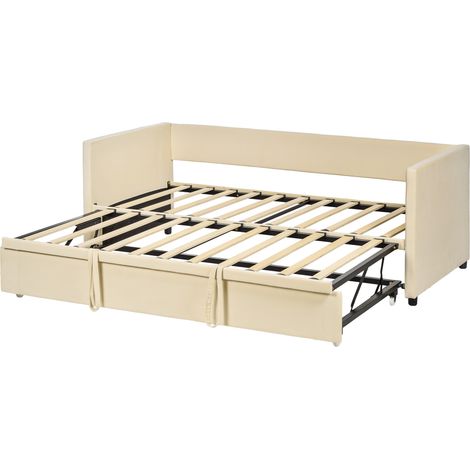 Canapé-Lit 2 en 1, Cadre Transformable Canapé 2 Places et Lit Double, Compatible 2 Matelas 90 x 190 cm, Salon et Chambre, Gain de Place (1/5)