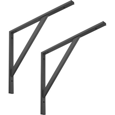 SO-TECH Schwerlastkonsole Schwerlastwinkel Regalwinkel Wandkonsole Stahl, Tragkraft 75 kg / Paar, 495 x 415 mm schwarz - 2 Stück