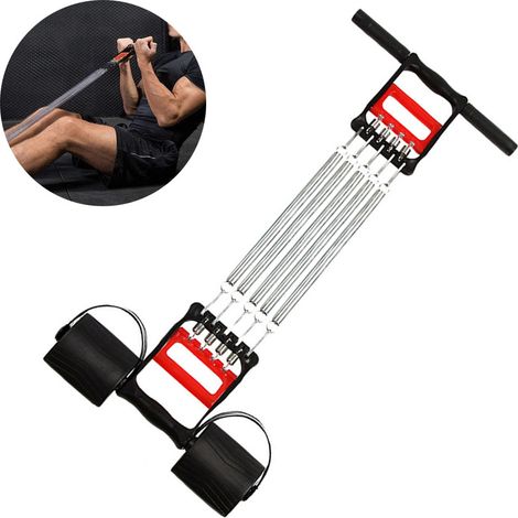 1 Expandeur de pectoraux, 5 ressorts métalliques, résistance ajustable, entraîneur de force, musculation bras et épaules (1/5)