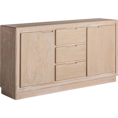 Buffet contemporain en bois mdf finition chêne clair élégant - Chêne clair et pieds noirs (1/5)