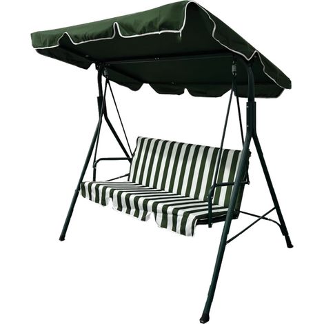 dondolo da giardino 3 posti eurogarden "stripes" fantasia righe verdi 172x112x152 cm (1/4)