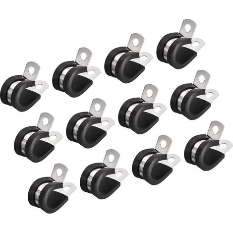 Lot de 24 colliers de serrage R pour câble 14 mm, colliers isolés rembourrés caoutchouc, acier inoxydable 304, pour tuyau métallique
