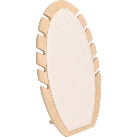 Blattförmiger Halskettenständer aus weichem, kratzfestem Holz, beige. (1/5)
