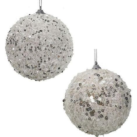 Palline bianche per Albero di Natale set di 16 sfere Decorazioni natalizie addobbi moderne particolari casa 6cm (1/5)