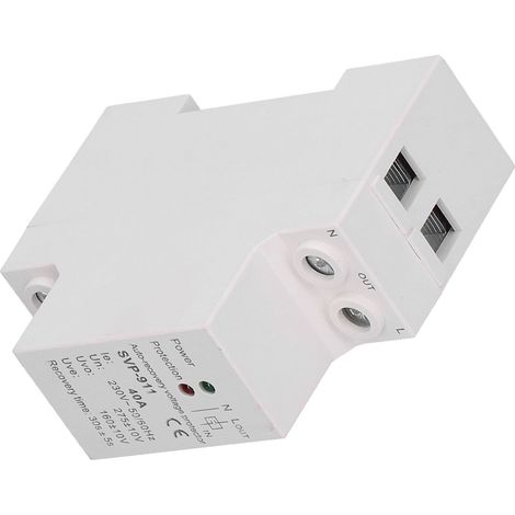 Disjoncteur protecteur de tension 230V monophasé SVP-911, automatique 40A, interrupteur domestique de surtension et sous-tension, protection complète pour maison. (1/5)