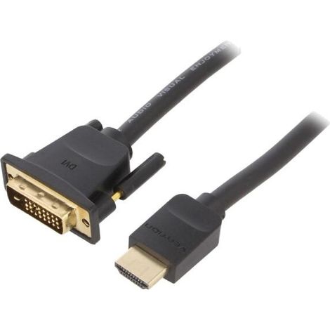 Cable DVI-D -18-1- prise male HDMI prise male Full HD 2m - Noir