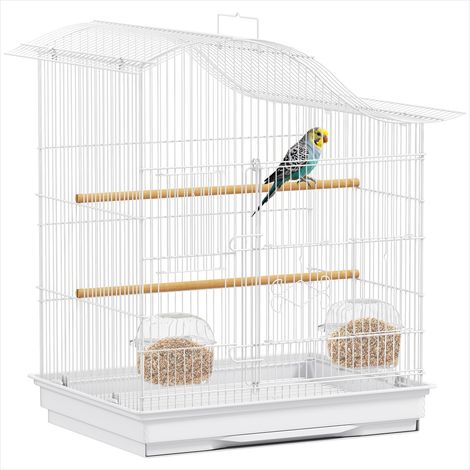Cage pour oiseaux Cage à oiseaux en métal blanc avec 4 portes (1/5)