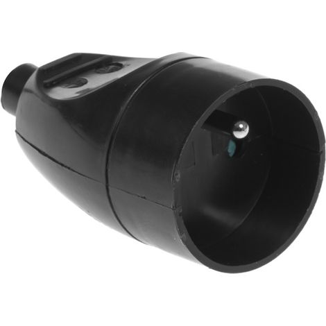 Enchufe individual 16A 250V con protección Z/U extraíble, color negro - VT-302-0111