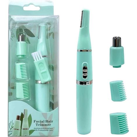 Trimmeuse Sourcils Et Narine - Lame En Acier Inoxydable Hypoallergénique - Sans Fil Rechargeable Ou Piles AAA - Étanche - 5,3 X 0,4 Pouces - 1 Pièce (1/5)