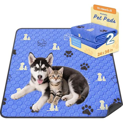 Tapis Absorbant Chien, Tapis Chien Lavable, 61x92 cm, Lot de 2, Bleu (1/5)