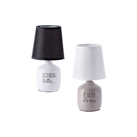 1 Pezzo Lampada da Appoggio con Base in Ceramica Trey 26 cm 2 Colori (1/2)