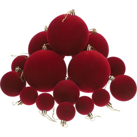 15 Pieces Velvet Ball Ornaments for Valentine's Day Romantic Valentine's Day Decorations for Parties Room Decor Plastic Vintage Ball Ornaments