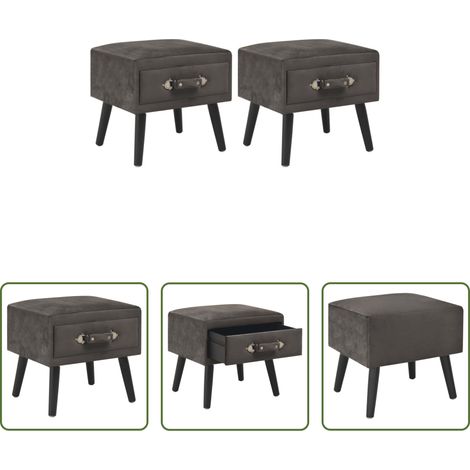 vidaXL Samt Nachttisch -  Nachttische 2 Stk. Grau 40 x 35 x 40 cm Samt (1/5)