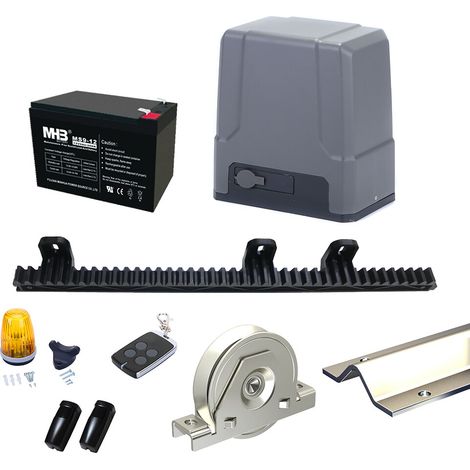 Vhbw – Kit de motorisation de portail coulissant 500 kg – Longueur crémaillère 4 m – Batterie de secours préinstallée – Détection par cellules infrarouges - MC500 (1/5)