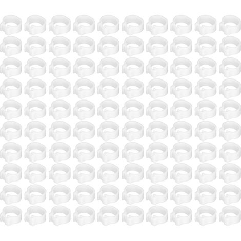 100 bagues de marquage pour pigeons 8mm, anneaux de patte pour volaille, bagues d'identification sans inscription, blanc, fournitures avicoles