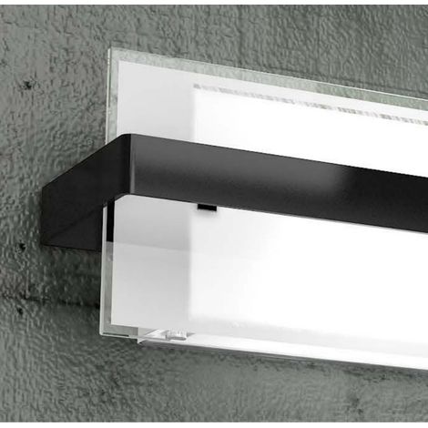 Applique moderno top light cross 1106 ag e27 led vetro metallo lampada parete, finitura metallo nero