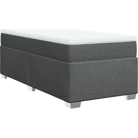 Cadre de lit en tissu, matelas inclus, gris foncé, 80 x 200 cm (1/5)