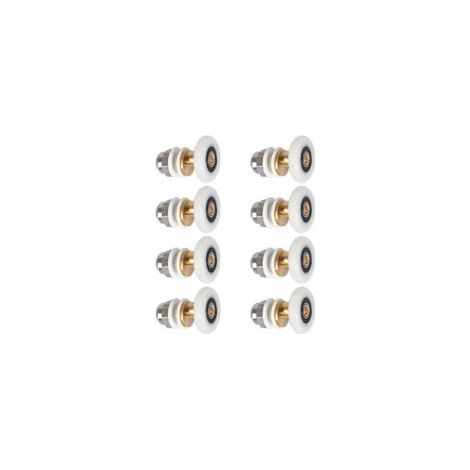 Rodillos para puertas de ducha, rodillos para puertas correderas de mamparas de ducha, poleas, ruedas de repuesto para puertas de ducha con diámetro de rueda de 27 mm, 8 piezas - Crezuo